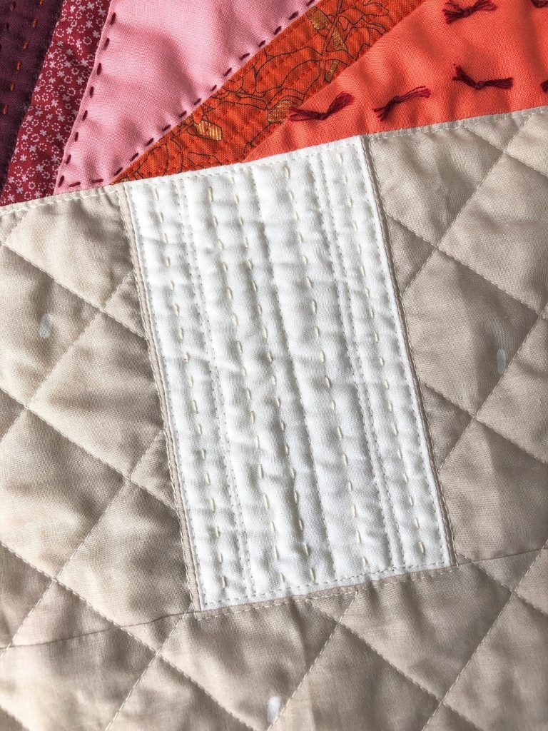 Fungi Friends quilting tutorial - hand and machine quilting parallel lines