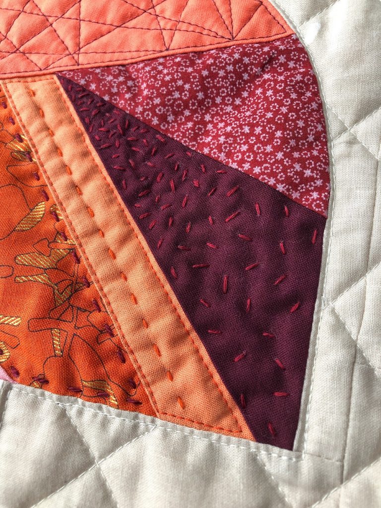 Fungi Friends quilting tutorial - hand quilted sprinkles 3