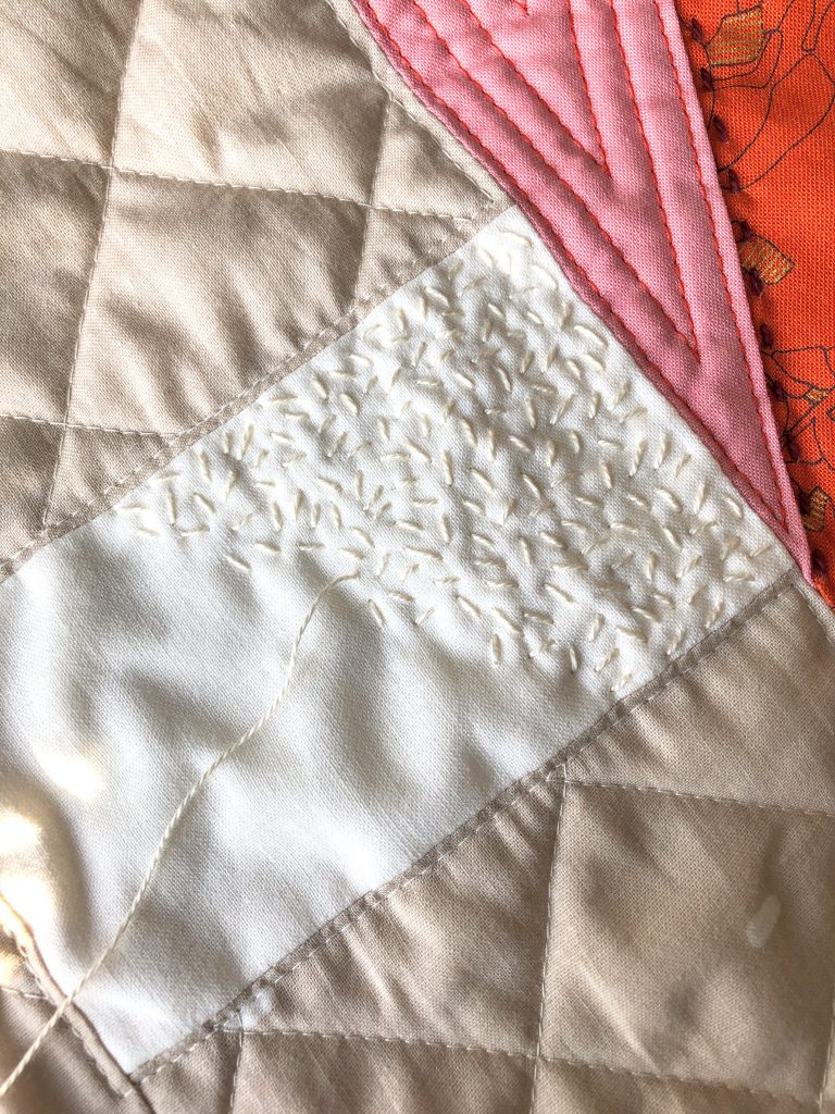 Fungi Friends quilting tutorial - hand quilted sprinkles 1